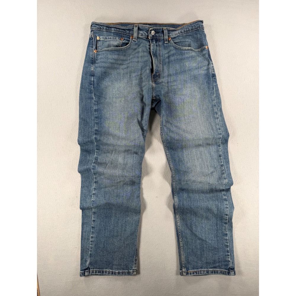 Levis 505 Regular Fit Jeans Mens 34x30 Medium Wash Blue Straight Leg Denim